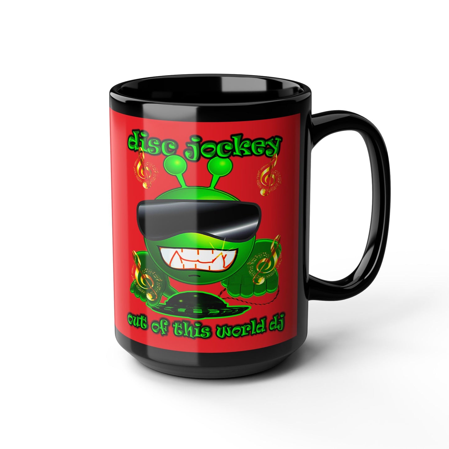disc jockey - Black Mug (red)