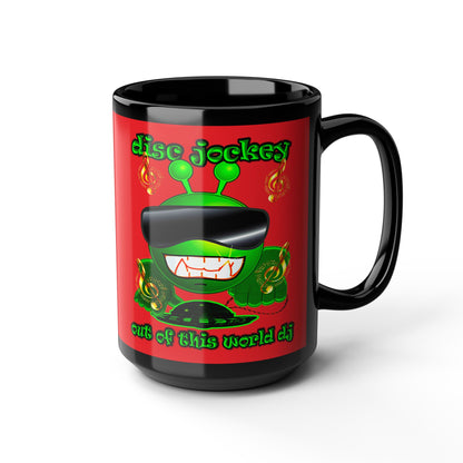 disc jockey - Black Mug (red)