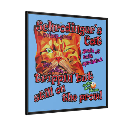 schrodinger's cat - framed canvas art (light blue)