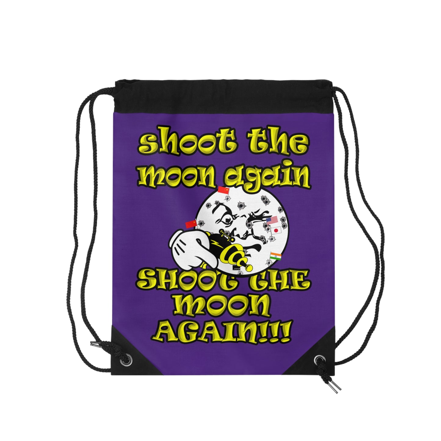 shoot the moon again - Drawstring Bag (purple)