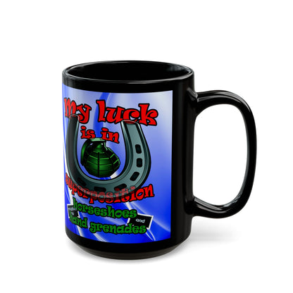my luck - Black Mug (blue-white wave)