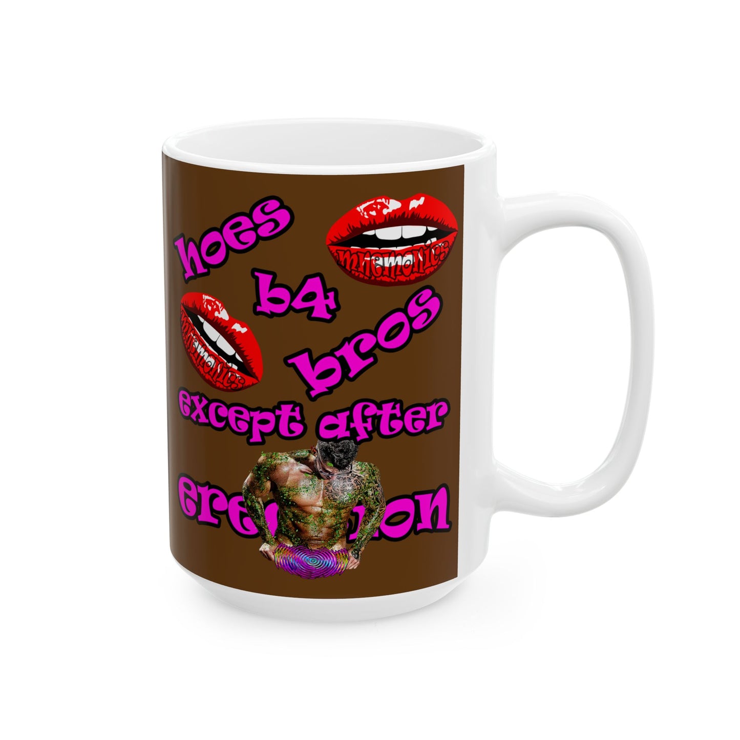 hoes b4 bros - White Mug (brown)