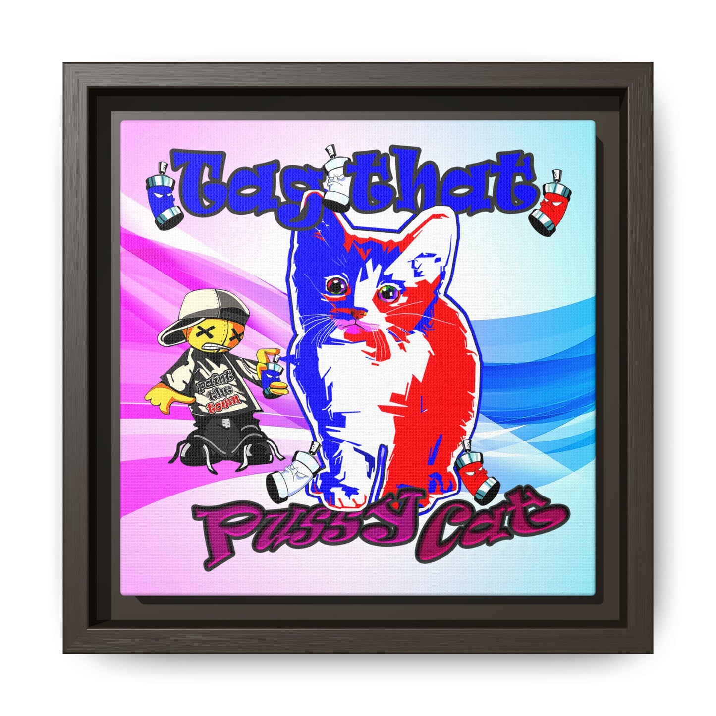 tag that - framed canvas art (light blue-pink wave)