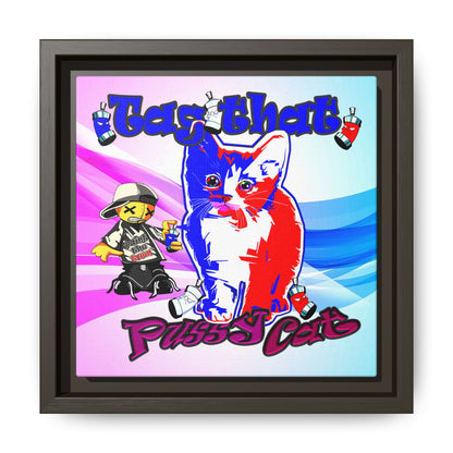 tag that - framed canvas art (light blue-pink wave)