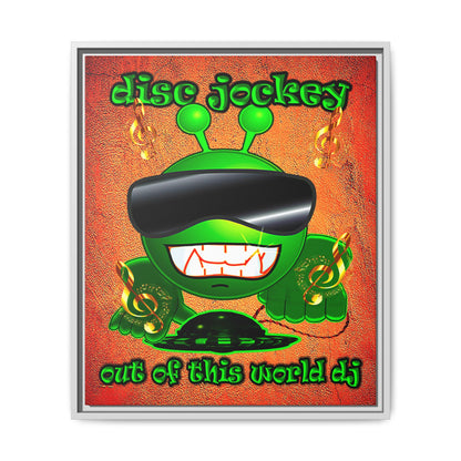 disc jockey - framed canvas art (burnt orange)