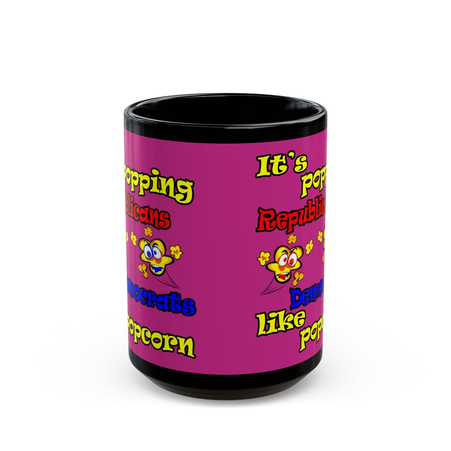 popping like popcorn - Black Mug (pink)