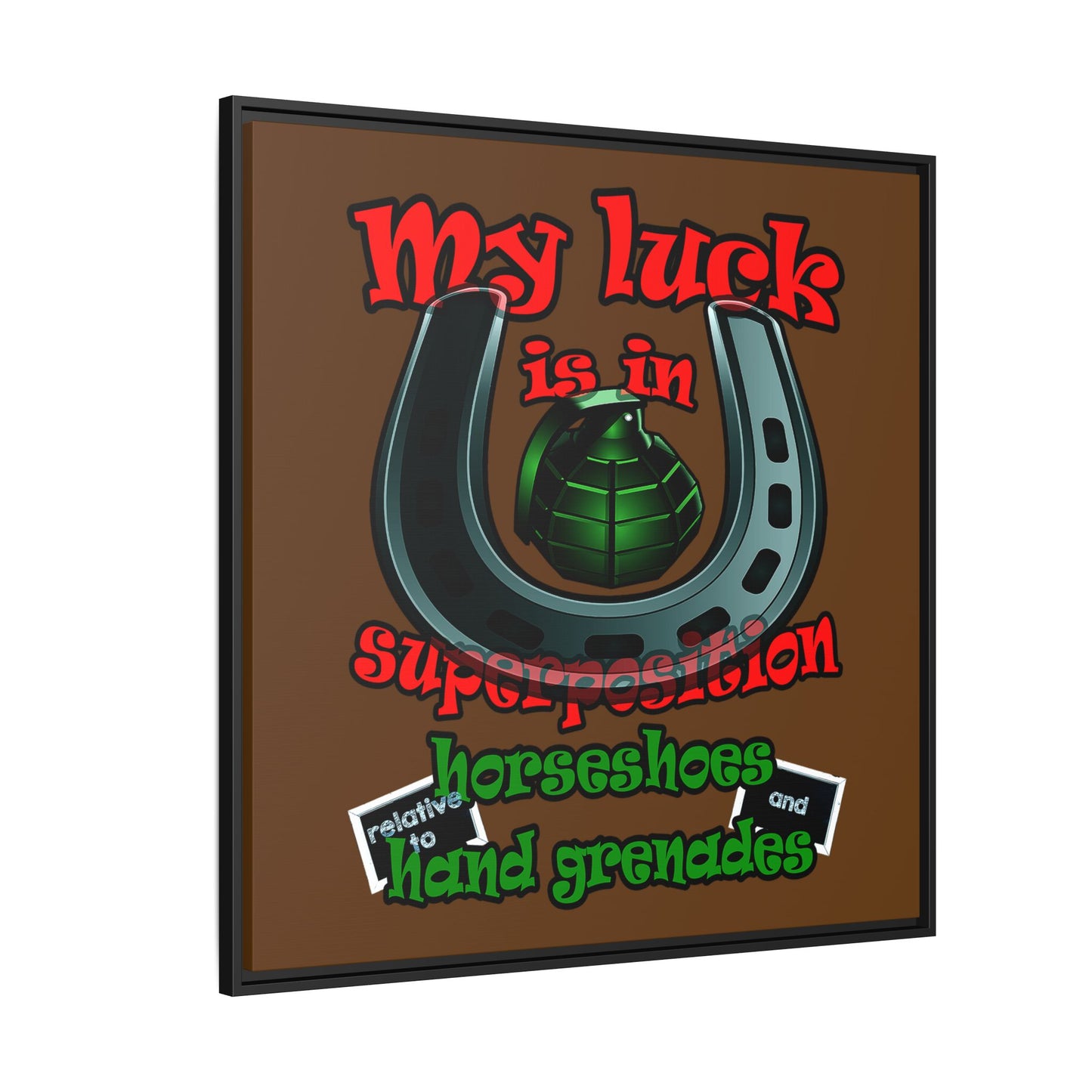 my luck - framed canvas art (brown)