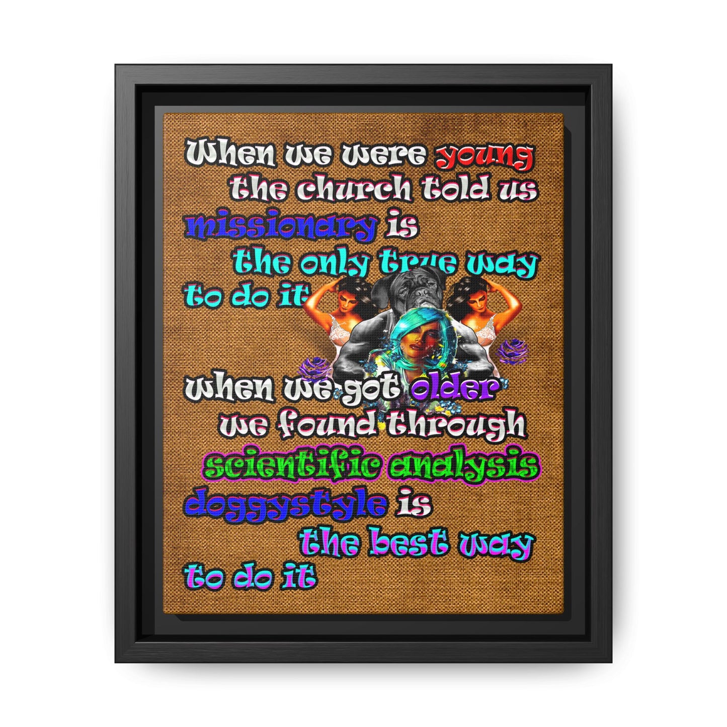 doggystyle - framed canvas art (brown papyrus)