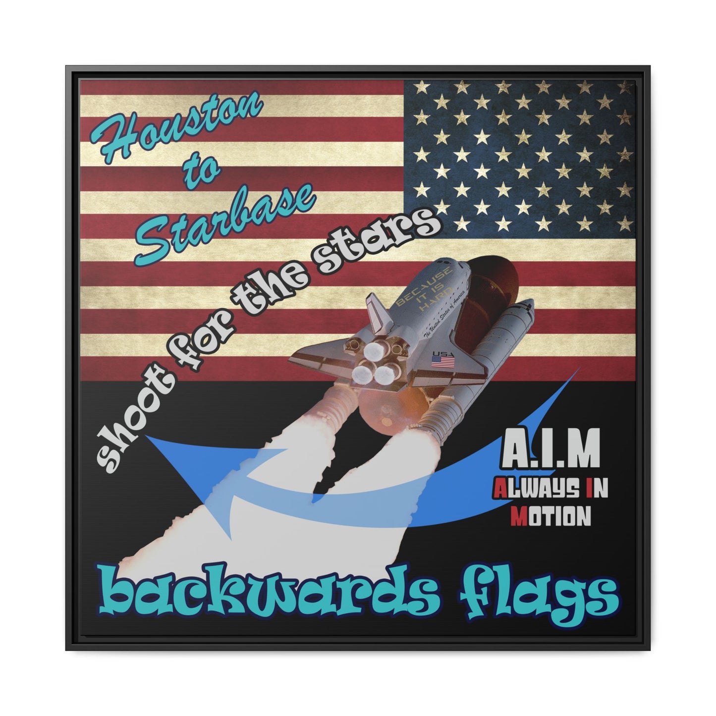 shoot for the stars - framed canvas art (black)