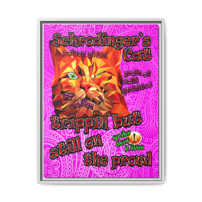 schrodinger's cat - framed canvas art (pink swirl)