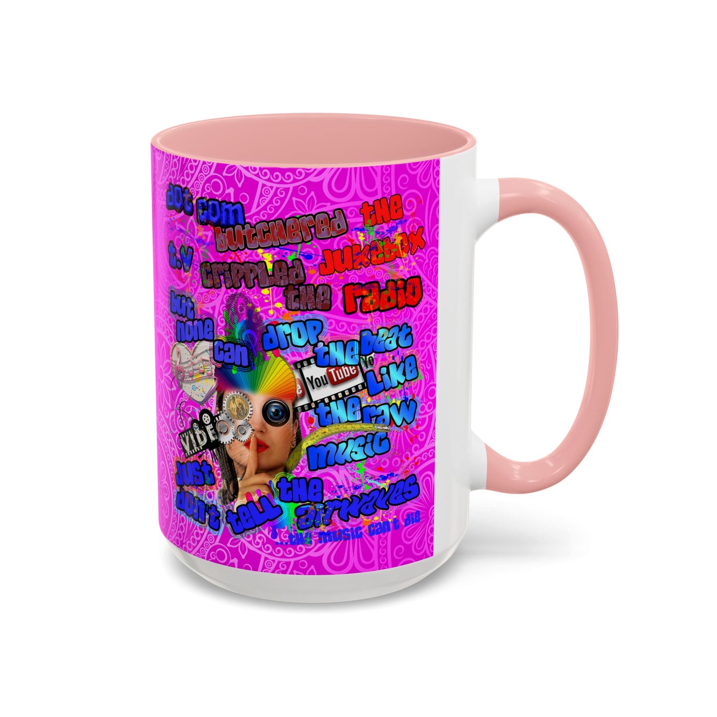 drop the beat - Accent Mug (pink swirl)