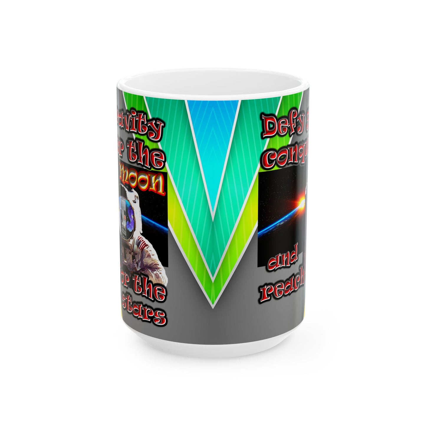 defy conquer reach - White Mug (rainbow split)