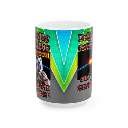 defy conquer reach - White Mug (rainbow split)