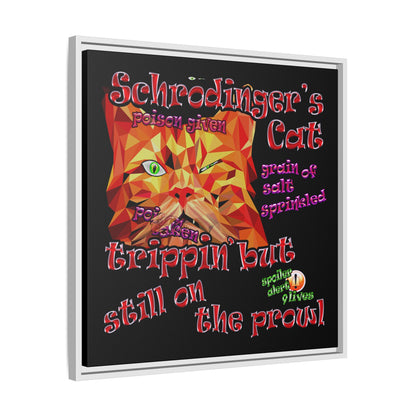 schrodinger's cat - framed canvas art (black)