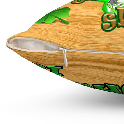 celtics logo - Spun Polyester Square Pillow - (butterscotch wood finish)