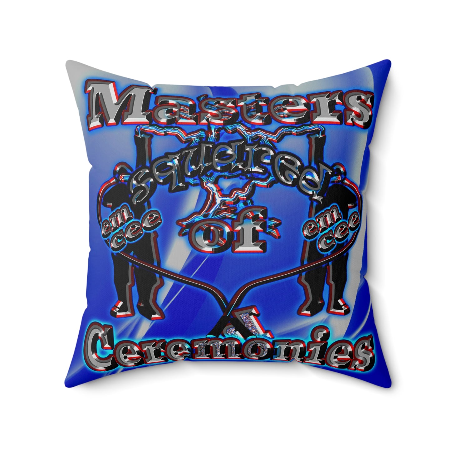 em cee squared - Spun Polyester Square Pillow - (blue-white wave)