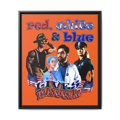 rw&b lives matter - framed canvas art (orange)