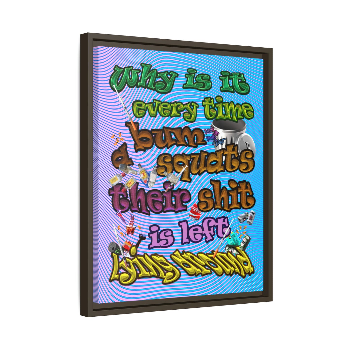 the bum's shit - framed canvas art (light blue-purple wave)