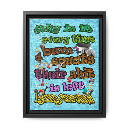 the bum's shit - framed canvas art (faded blue)