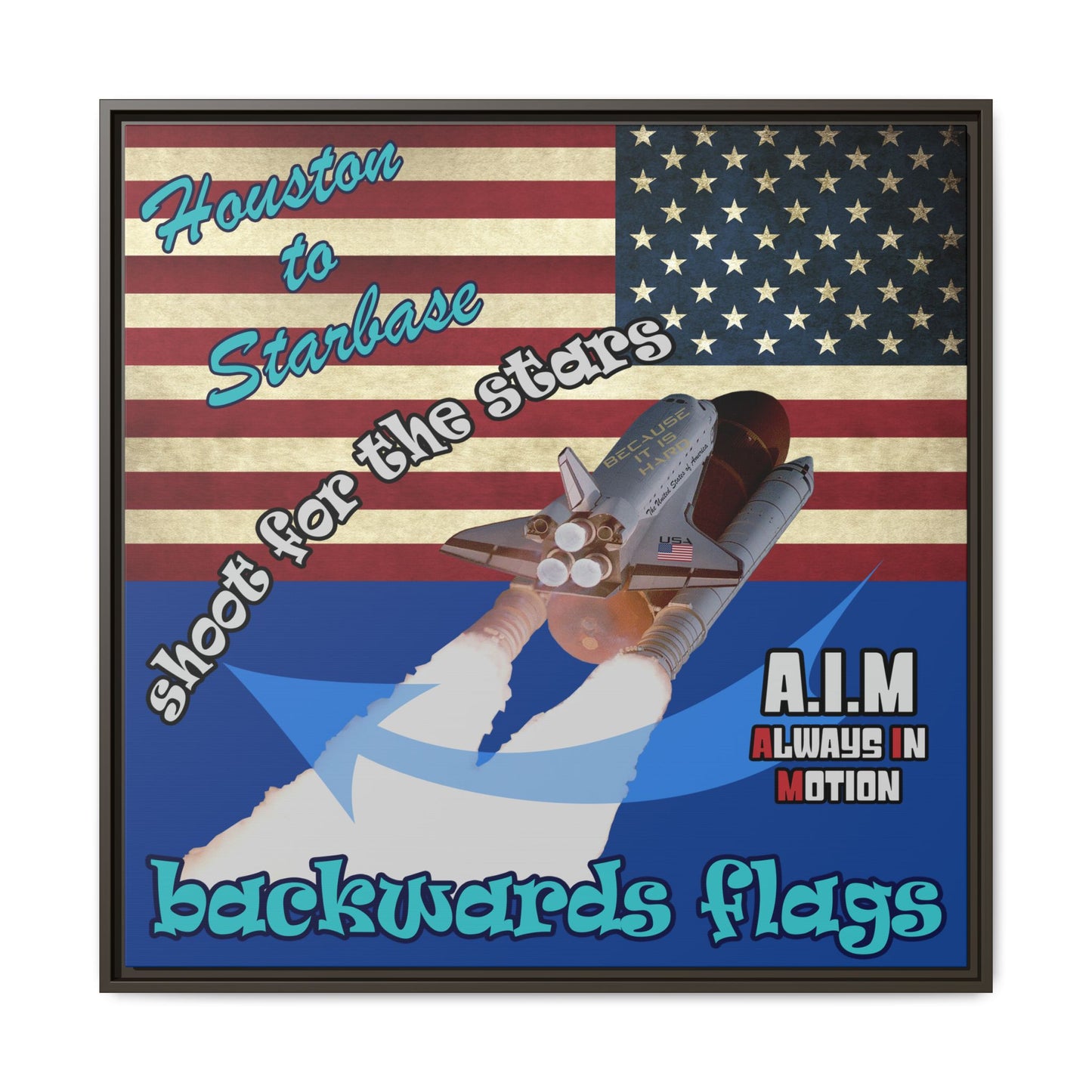 shoot for the stars - framed canvas art (dark blue)