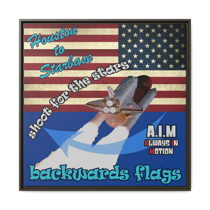shoot for the stars - framed canvas art (dark blue)