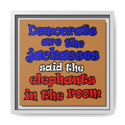 donkeys and elephants - framed canvas art (light brown)