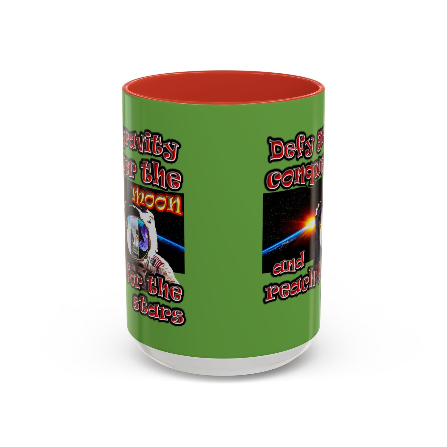 defy conquer reach - Accent Mug (green)