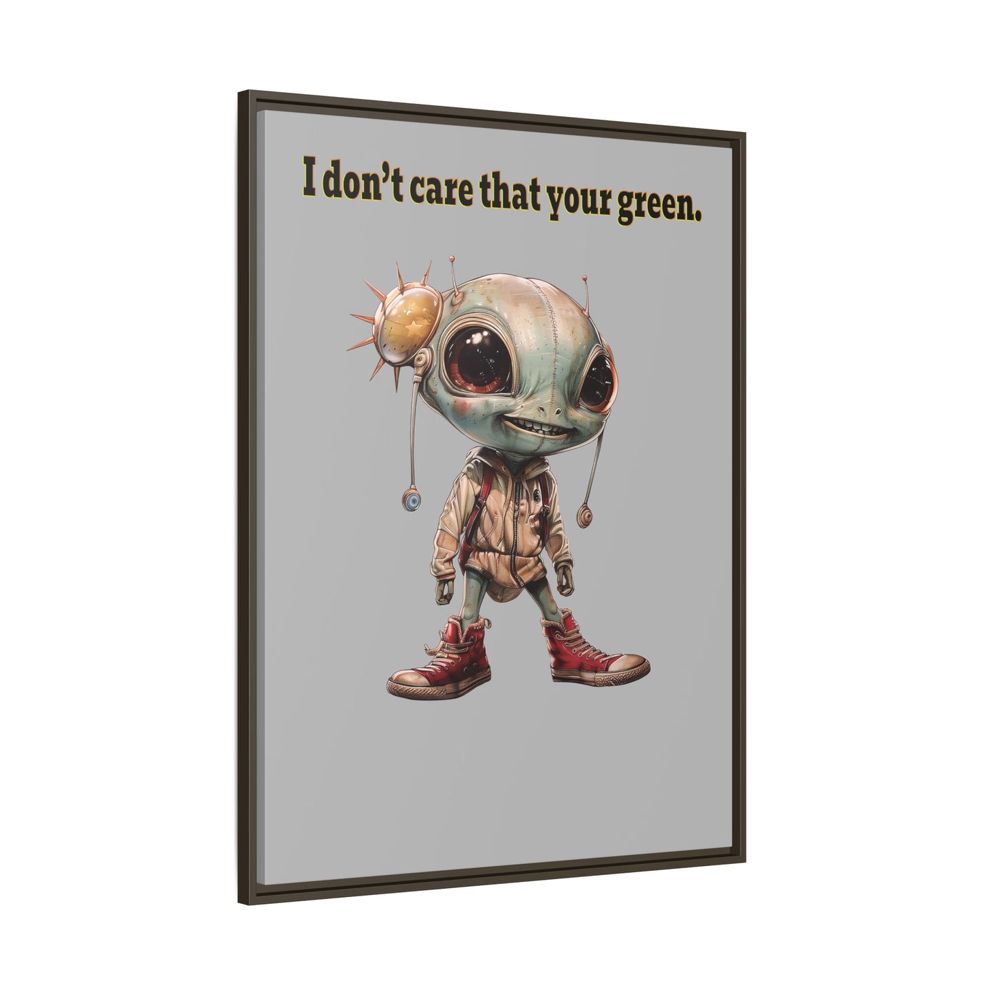 I don't care that your green - framed canvas art (light grey)