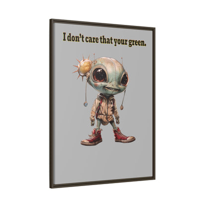 I don't care that your green - framed canvas art (light grey)