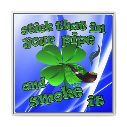 stick that in your pipe and smoke it - framed canvas art (blue-white wave)