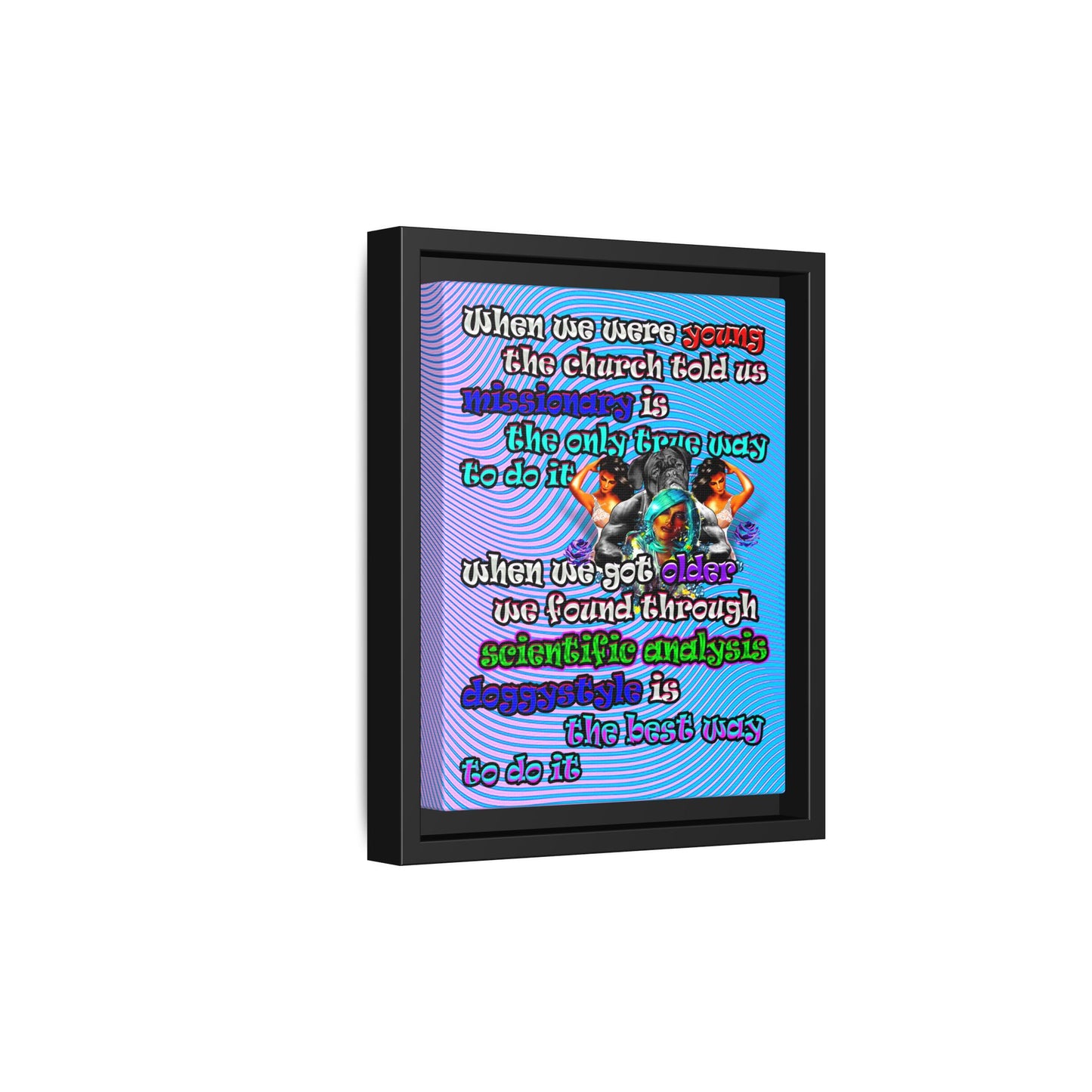 doggystyle - framed canvas art (light blue-purple wave)