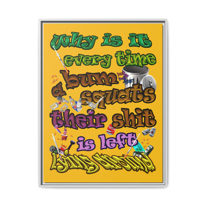 the bum's shit - framed canvas art (yellow)