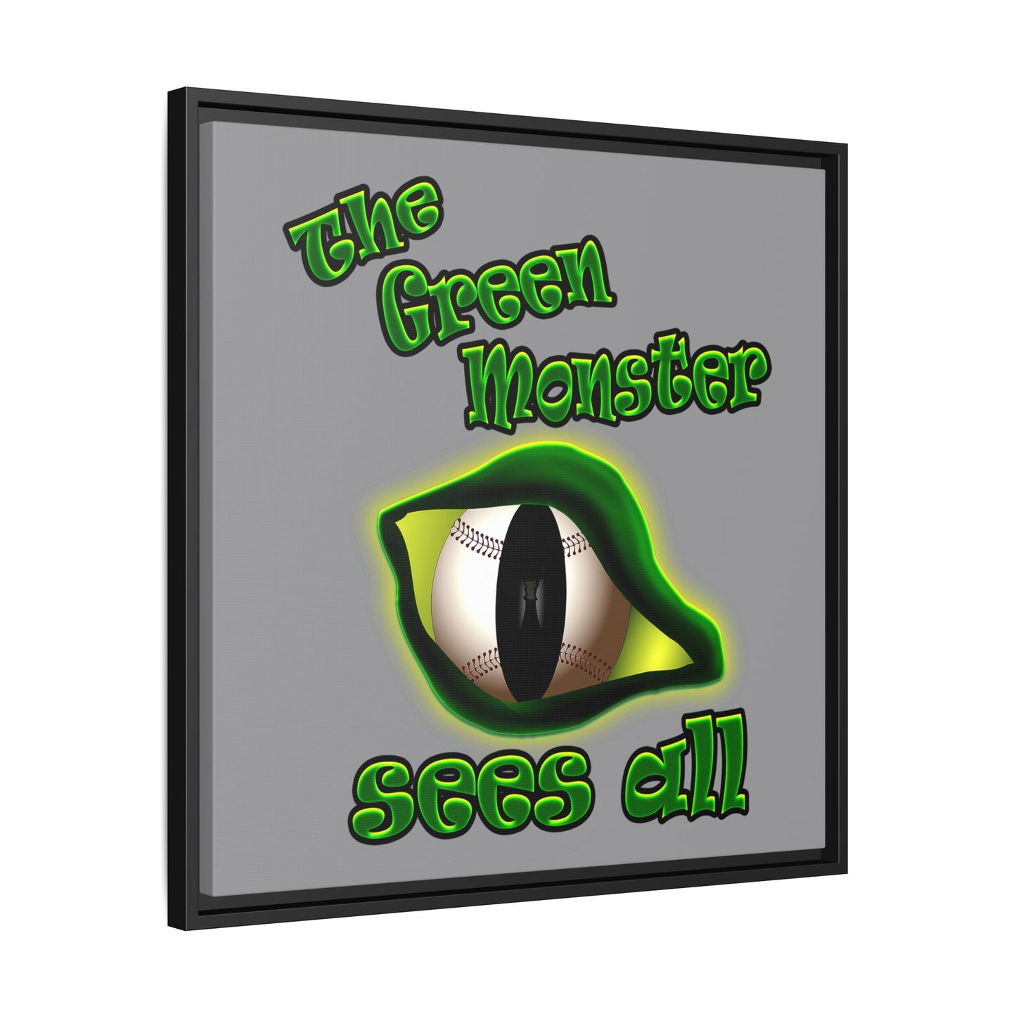 green monster - framed canvas art (grey)