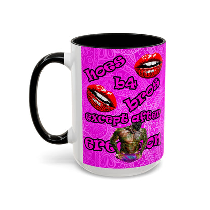 hoes b4 bros - Accent Mug (pink swirl)