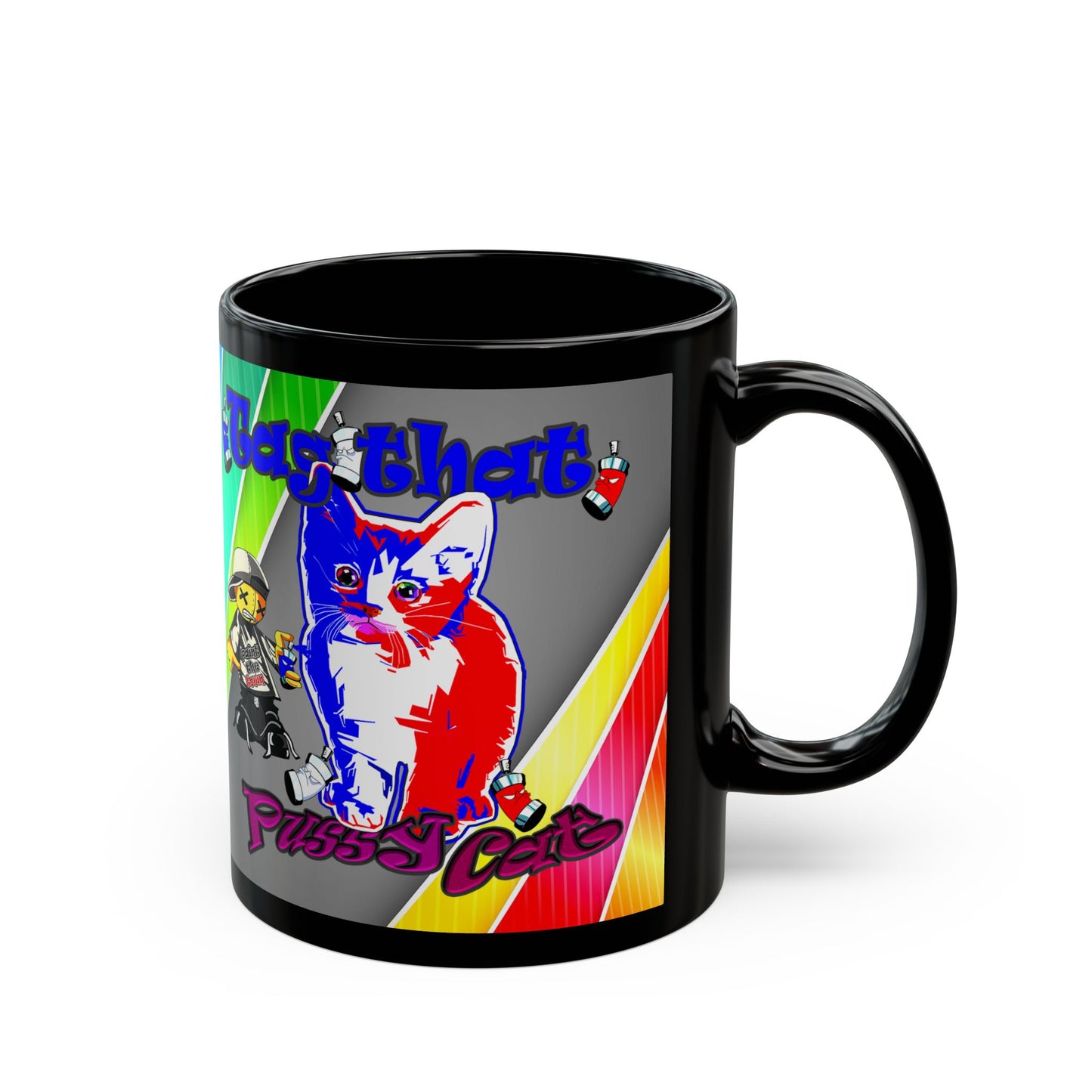 tag that - Black Mug (rainbow split)