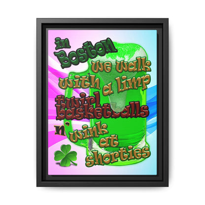 celtics logo - framed canvas art (light blue-pink wave)