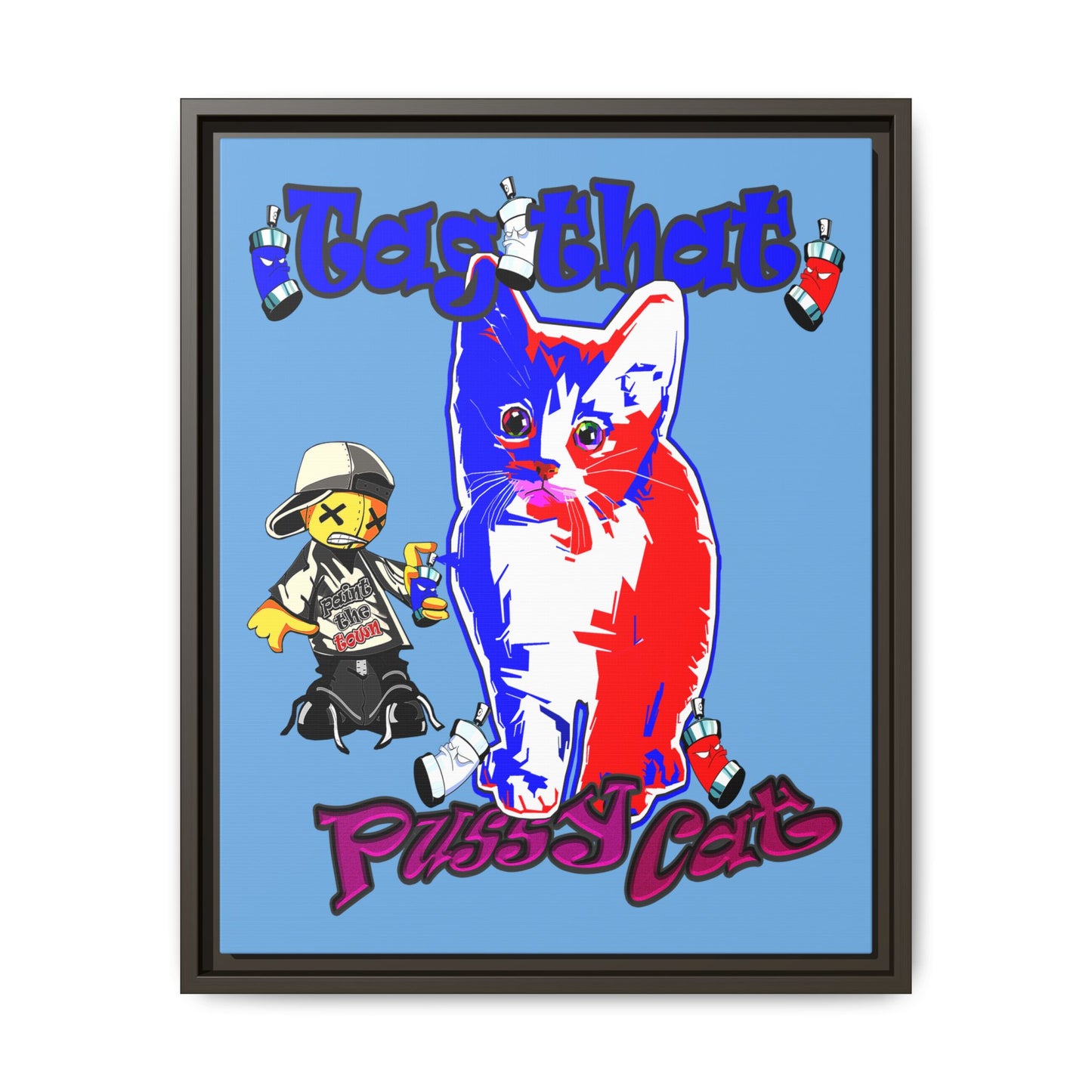 tag that - framed canvas art (light blue)