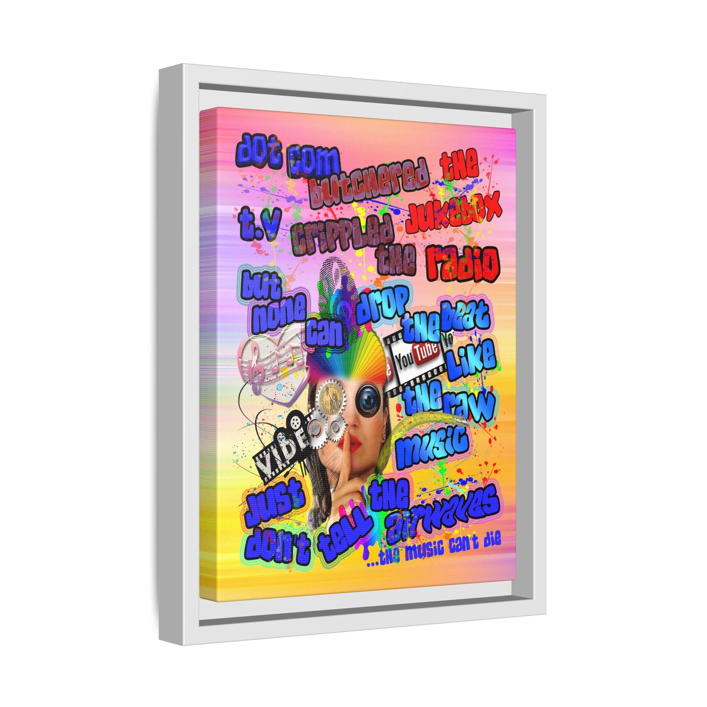 drop the beat - framed canvas art (color blur)