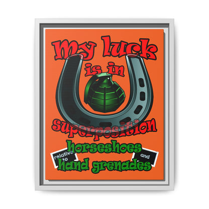 my luck - framed canvas art (orange)