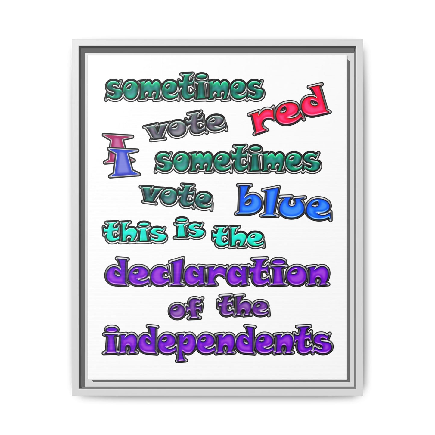 declaration of the independents - framed canvas art (white)