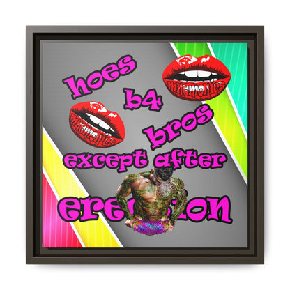 hoes b4 bros - framed canvas art (rainbow split)