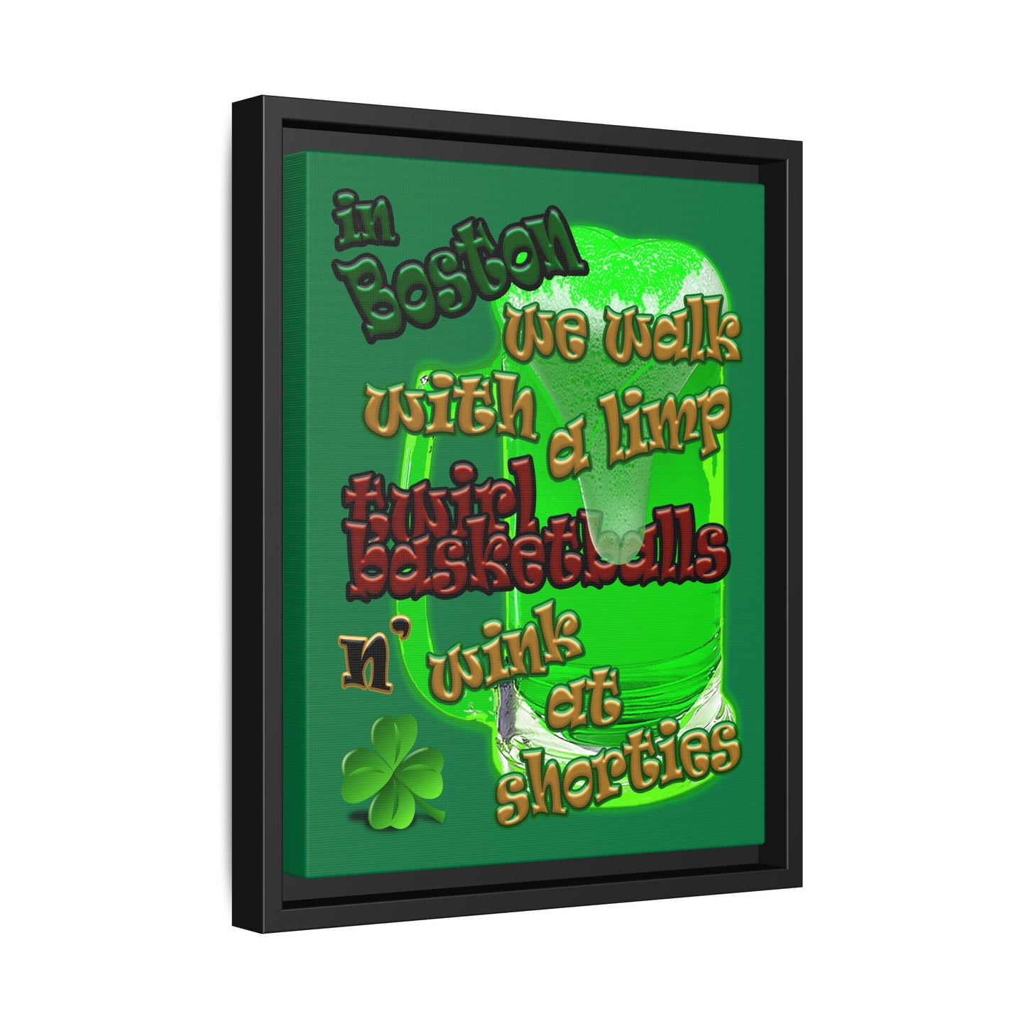 celtics logo - framed canvas art (dark green)
