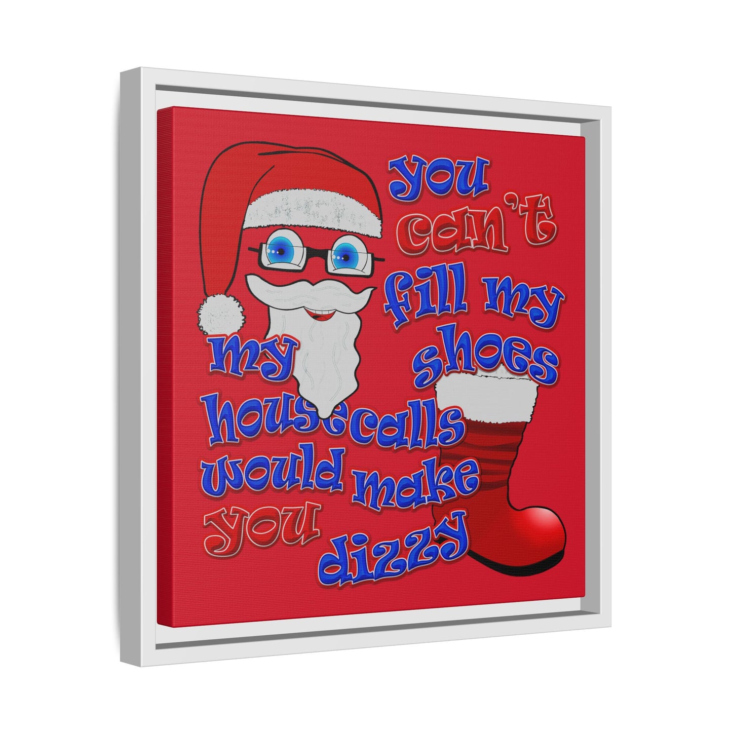 santa's shoes - framed canvas art (dark red)