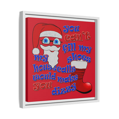 santa's shoes - framed canvas art (dark red)