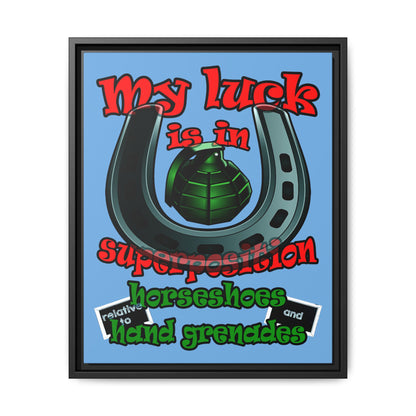 my luck - framed canvas art (light blue)