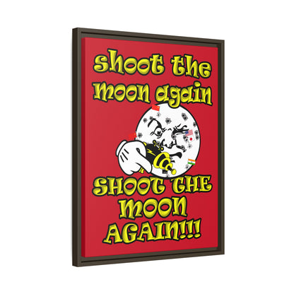 shoot the moon again - framed canvas art (dark red)