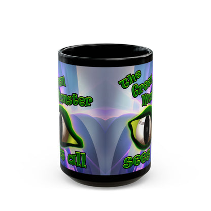 green monster - Black Mug (grey-pink wave)
