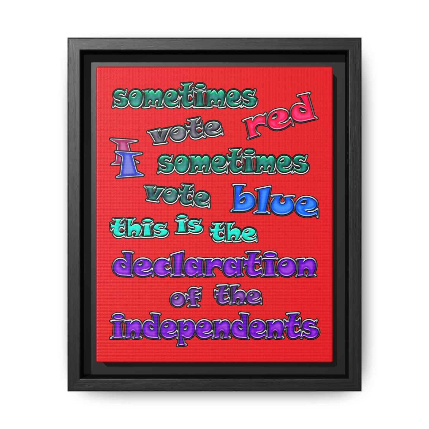 declaration of the independents - framed canvas art (red)