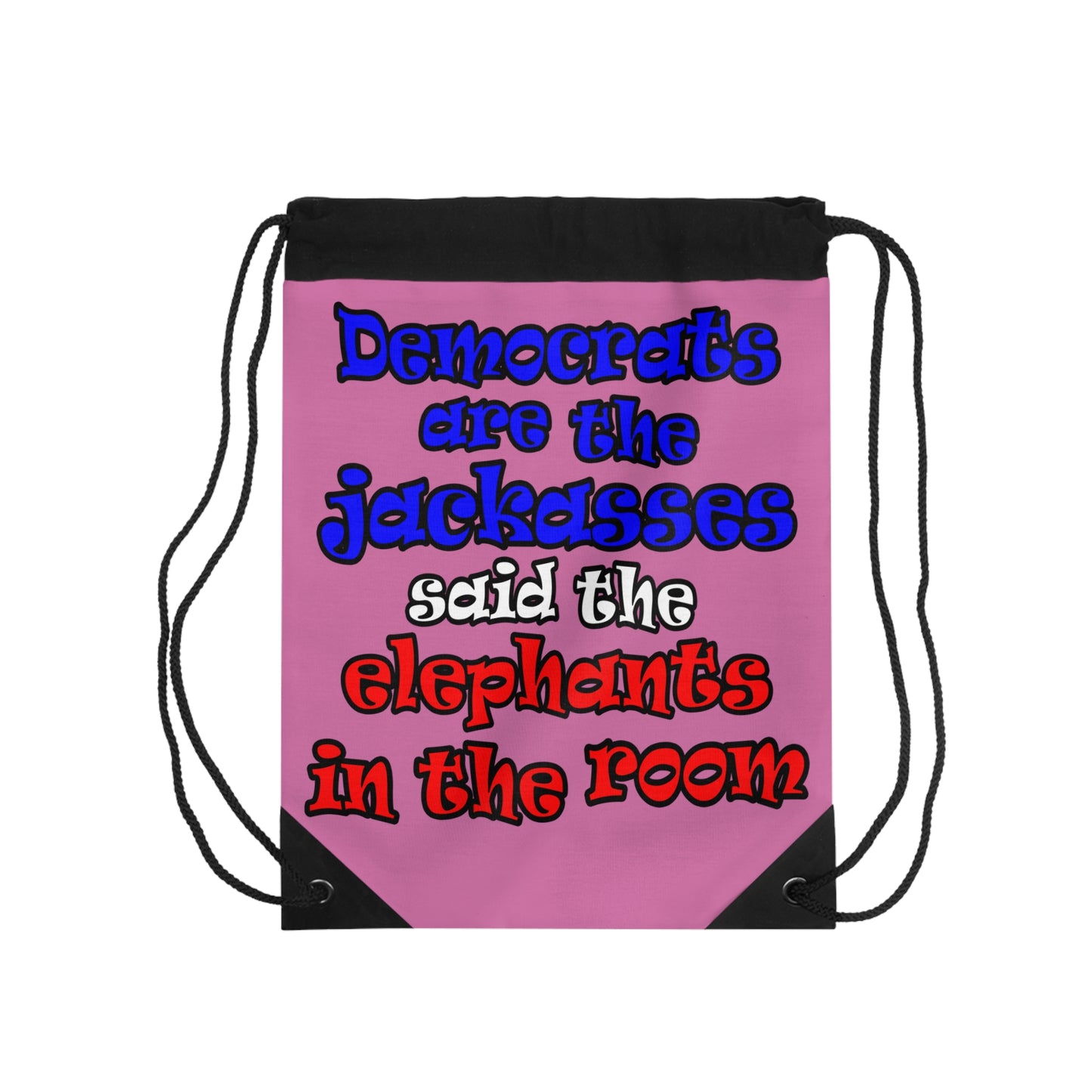 donkeys and elephants - Drawstring Bag (light pink)