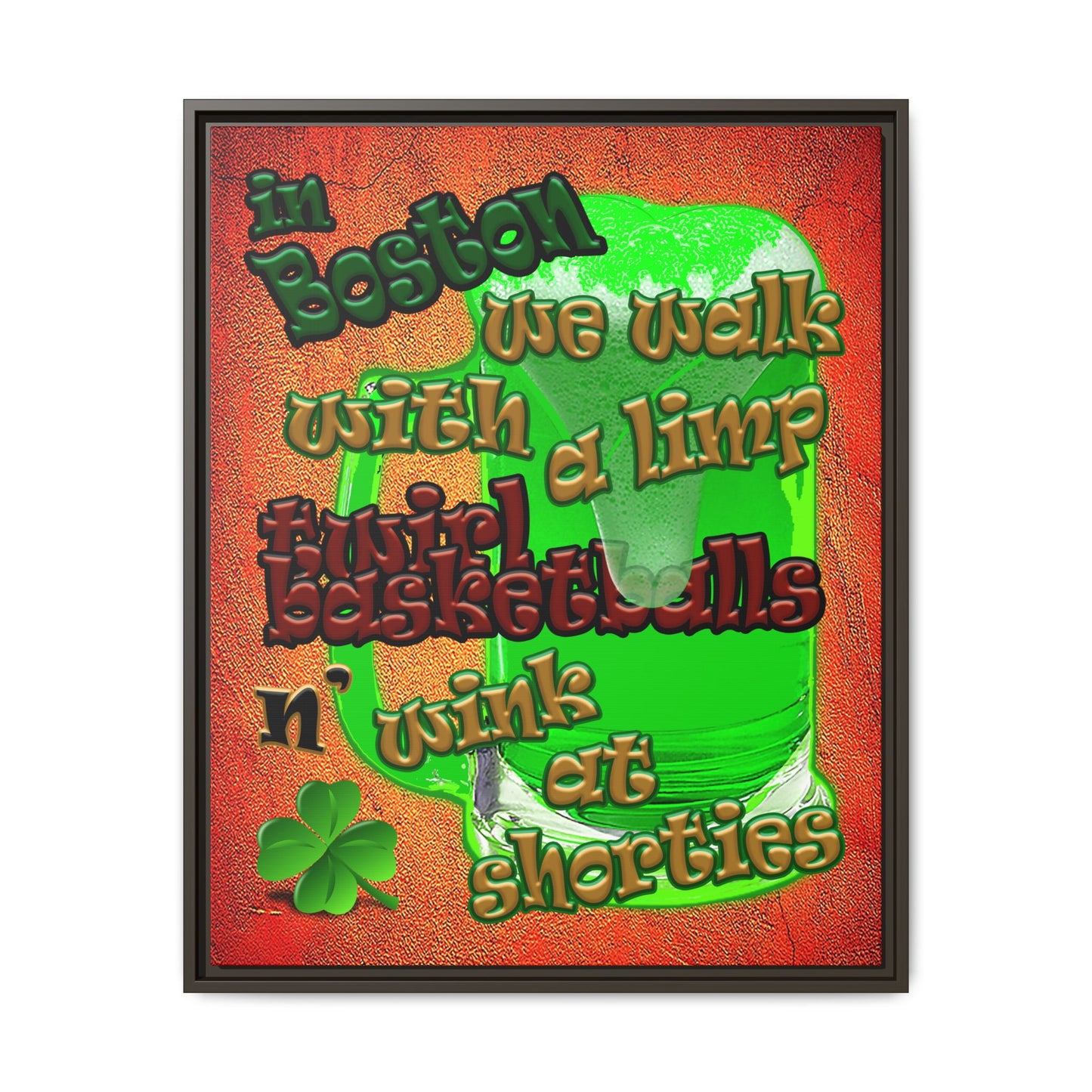 celtics logo - framed canvas art (burnt orange)